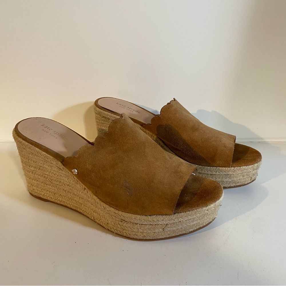 Kate Spade Suede Toby Espadrille Wedge Sandal Size 10 Fair Condition